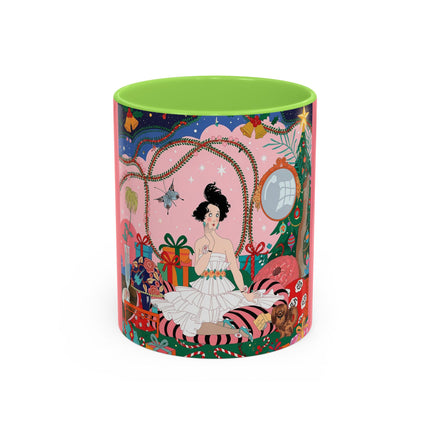 🎀🎄 Christmas Morning In The Rose Parlor Colorful Mug – Art Deco Holiday Fantasy