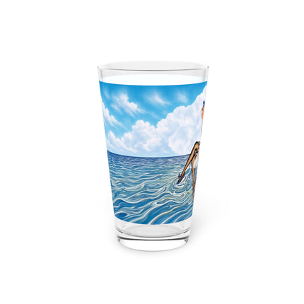 🦀🌊 The Seaside Crab Ride Pint Glass – Art Deco Beach Whimsy