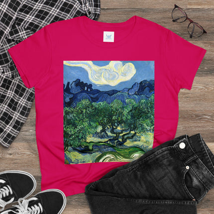 Olive Trees by Vincent Van Gogh Women's Midweight Cotton Tee