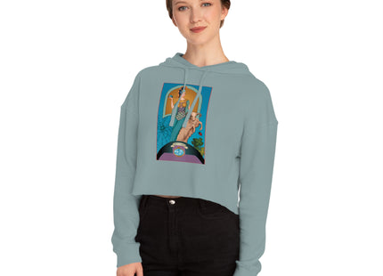March & Aquamarine (Gem Series) by Sofia Chiostri Women’s Cropped Hooded Sweatshirt