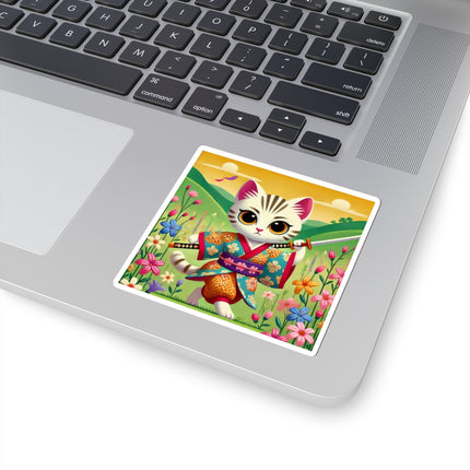 Samurai Kitten Kiss-Cut Stickers (4 Sizes)