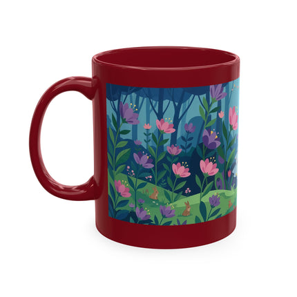 🌸☂️ The Lady Of The Enchanted Garden Stroll Ceramic Mug – Art Deco Floral Whimsy