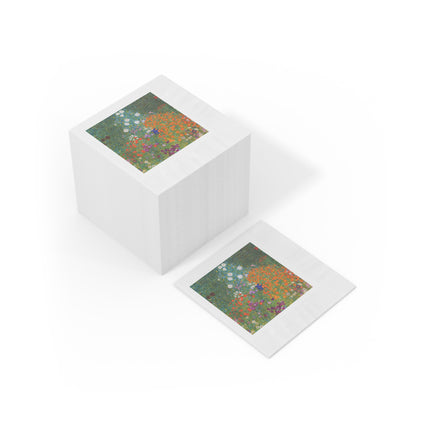 Cottage Garden by Gustav Klimt White Coined Napkins