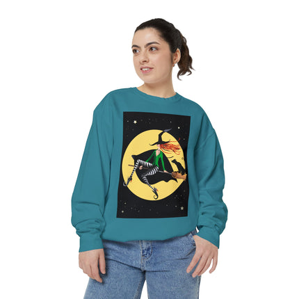A Witch’s Moonlit Flight Unisex Garment-Dyed Sweatshirt