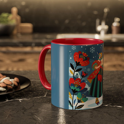 ❤️❄️ The Winter Heart Messenger Colorful Mug – Art Deco Snow Garden Fantasy