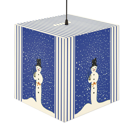 Snowman in Falling Snow Light Cube Lamp