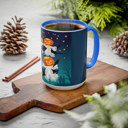 🐈‍⬛🎃 The Flying Black Cats Of Halloween Colorful Mug – Whimsical Storybook Charm