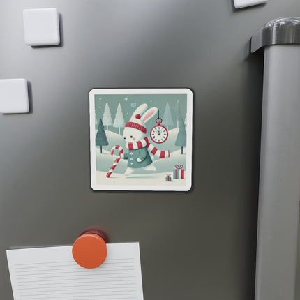 Candy Cane Timekeeper Bunny Die-Cut Magnets (5 Sizes)