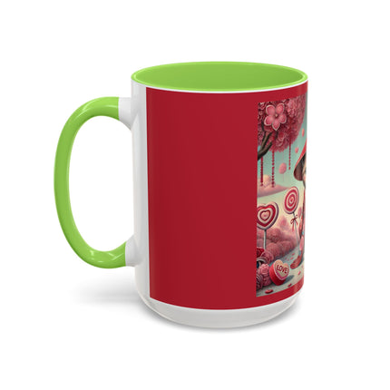 Whimsical Geisha Kitten in a Valentine Garden Colorful Mugs (11oz, 15oz)