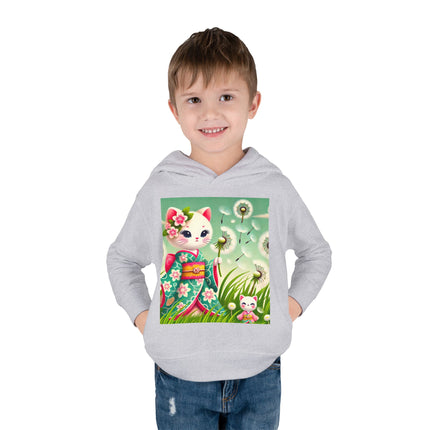 Geisha Kitten and the Dandelion Wish Toddler Pullover Fleece Hoodie