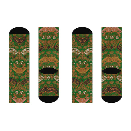 Japanese Fan Pattern by G.A. Audsley Cushioned Crew Socks