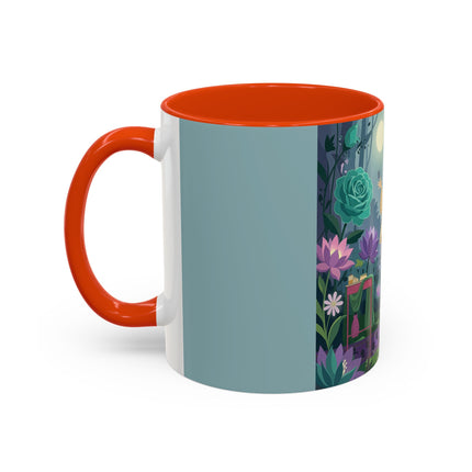 The Lady Of The Moonlit Garden Colorful Mugs – Art Deco Botanical Serenity
