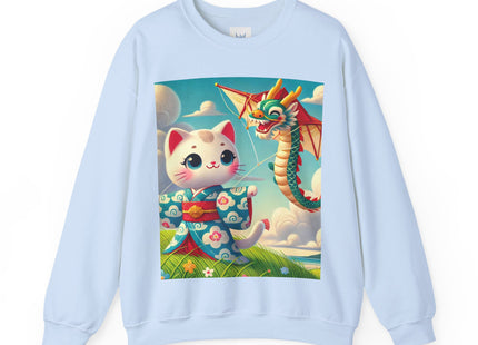 Geisha Kitten and the Dragon Kite Heavy Blend™ Crewneck Sweatshirt