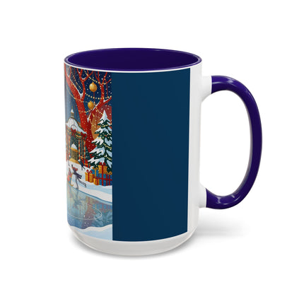⛸️🎄 The Christmas Skating Pavilion Colorful Mug – Art Deco Holiday Fantasy