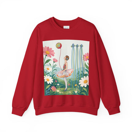 🌼🎈 The Garden Balloon Dancer Crewneck Sweatshirt – Art Deco Floral Whimsy