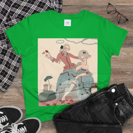 🌹🎀 The Rose Garden Courtship Cotton Tee – Art Deco Romantic Fashion