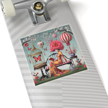 Reading In A Painted Garden Kiss-Cut Stickers (4 Sizes)