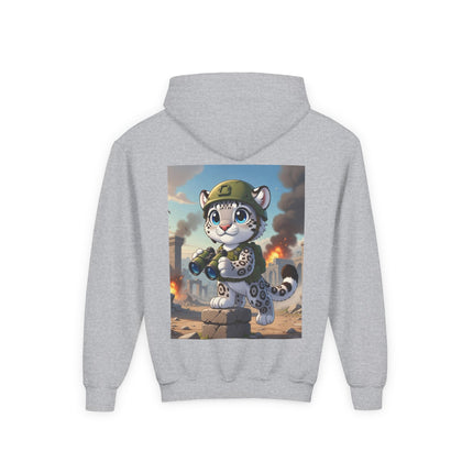 Snow Leopard Lookout Youth Hooded Sweatshirt – Adventure, Curiosity & Fearless Style