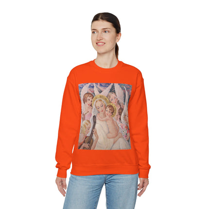 Madonna with Child Surrounded by Musical Angels by Gerda Wegener Heavy Blend™ Crewneck Sweatshirt