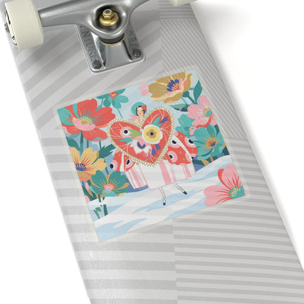 ❤️🌸 The Winter Heart Garden Kiss-Cut Sticker – Colorful Art Deco Floral Fantasy