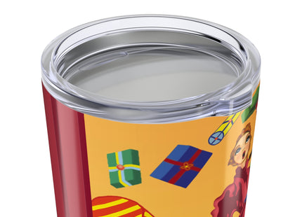 Elegant Holiday Woman with Gifts Tumbler 20oz