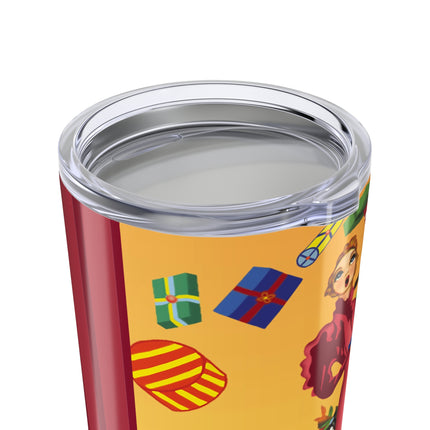 Elegant Holiday Woman with Gifts Tumbler 20oz