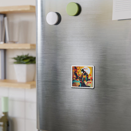 Black Cat in Kimono Die-Cut Magnets (5 Sizes)