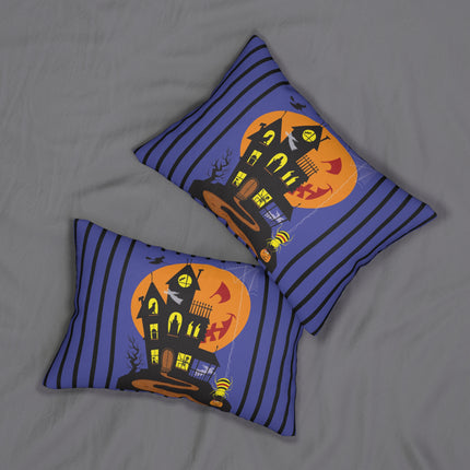 Halloween Night at the Haunted House Spun Polyester Lumbar Pillow
