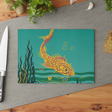 Golden Serenity Glass Cutting Board
