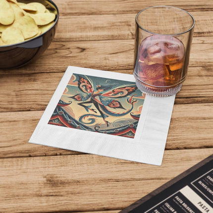 Dragon Fairy of the Temple White Coined Napkins