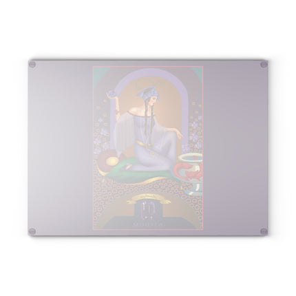 February & Amethyst Zodiac Glass Cutting Board