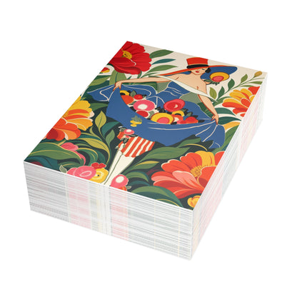 🌺🎩 The Grand Flower Market Postcards With Envelopes – Art Deco Floral Fashion