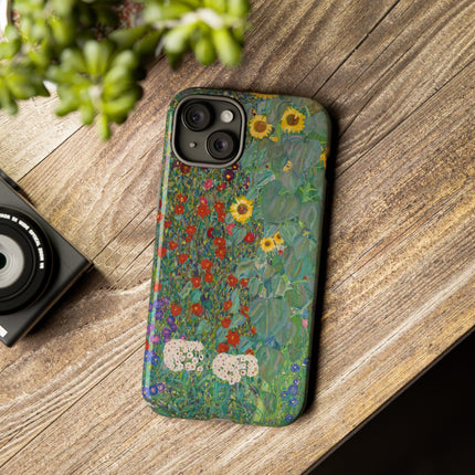 Farm Garden with Sunflowers by Gustav Klimt Phone Cases