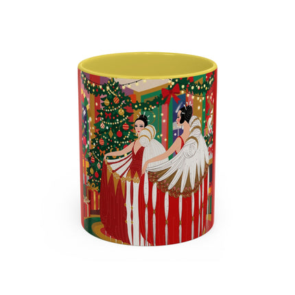 🎄💃 The Christmas Mirror Duet Colorful Mug – Art Deco Holiday Elegance