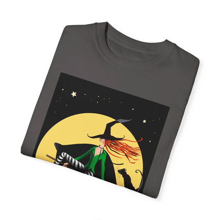A Witch’s Moonlit Flight Unisex Garment-Dyed T-shirt