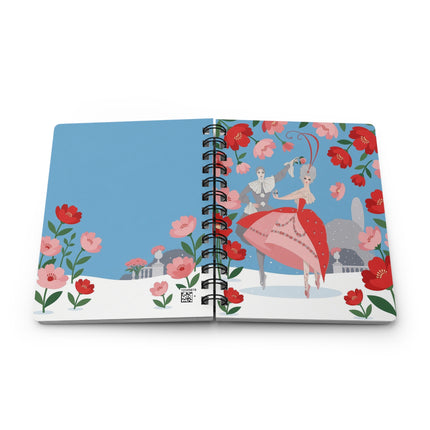 🌹🎭 The Harlequin Rose Dance Spiral Notebook – Art Deco Holiday Fantasy