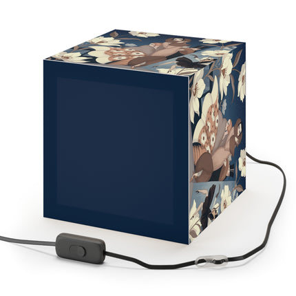 🌸✨ The Midnight Magnolia Masquerade Light Cube Lamp – Art Deco Nocturne