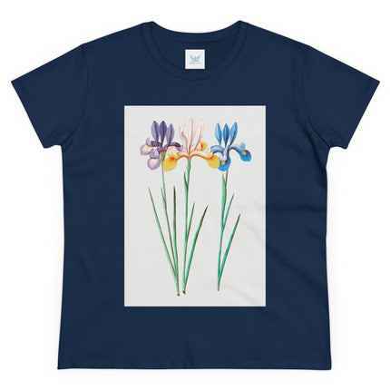 Women's Blue Iris Print Midweight Cotton Tee