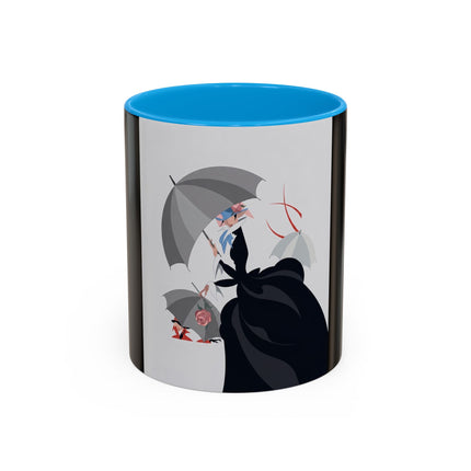 The Lady of Silver Umbrellas Colorful Mug (11oz, 15oz) – Art Deco Mystery, Elegant Fashion & Silver Dreamscape