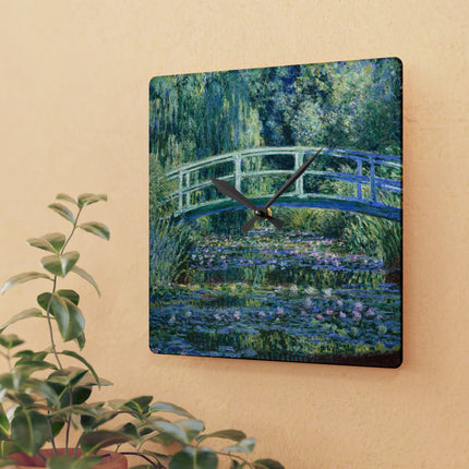Water Lilies and Japanese Bridge by Claude Monet Acrylic Wall Clock, Round and Square