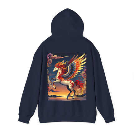 Flame-Winged Horse at Sunset – Heavy Blend™ Hooded Sweatshirt