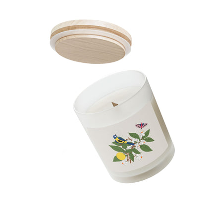 Blue Tit & Butterfly Frosted Glass Candle