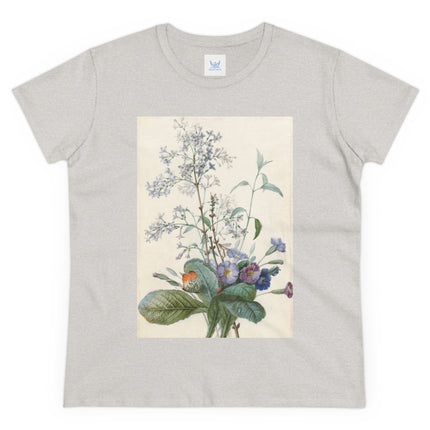 A Bouquet of Flowers with Insects by Pierre Joseph Redouté Women's Midweight Cotton Tee