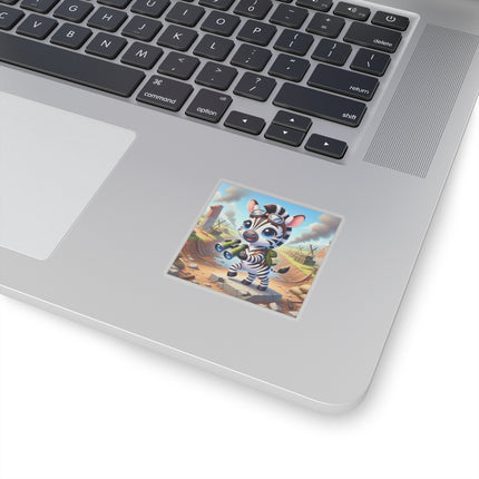 🦓🔭 The Zebra Lookout Kiss-Cut Sticker – Adventure, Curiosity & Explorer Spirit