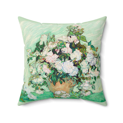 Roses by Vincent Van Gogh Spun Polyester Square Pillow