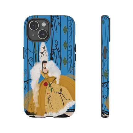 🎭🌹 The Lady At The Masquerade Gates Phone Case – Art Deco Fashion Illustration