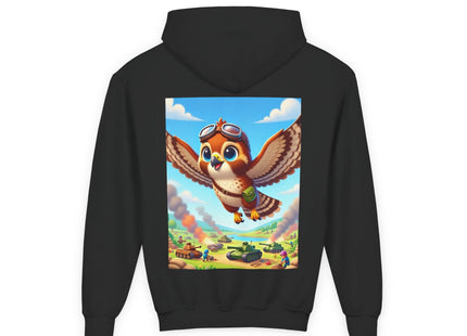 Red-Tailed Hawk in Battle Youth Heavy Blend Hooded Sweatshirt