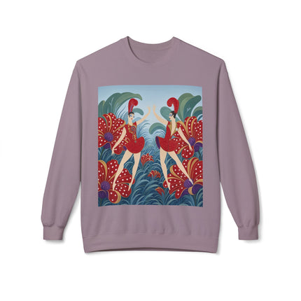 🎭🌺 The Scarlet Flower Garden Dancers Midweight Crewneck Sweatshirt – Art Deco Floral Whimsy
