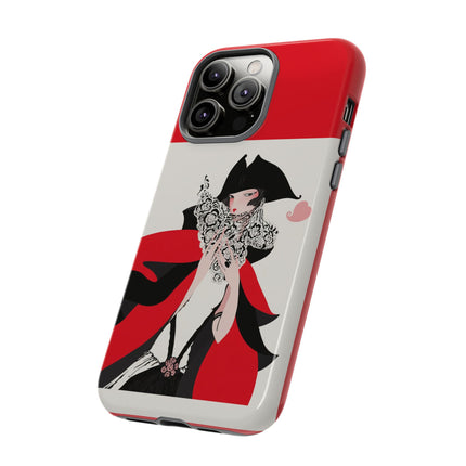 Crimson Masquerade Phone Case – Dramatic Grace & Bold Elegance
