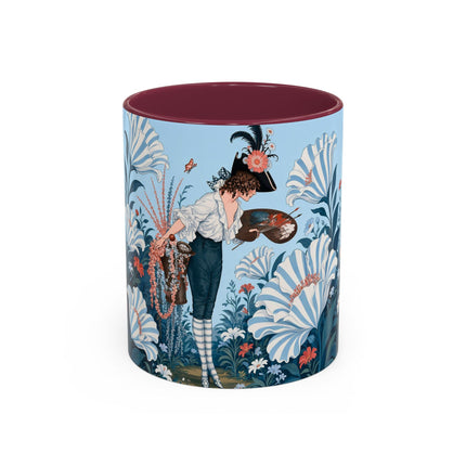 🎨💙 The Enchanted Garden Artist Colorful Mug – Art Deco Floral Whimsy